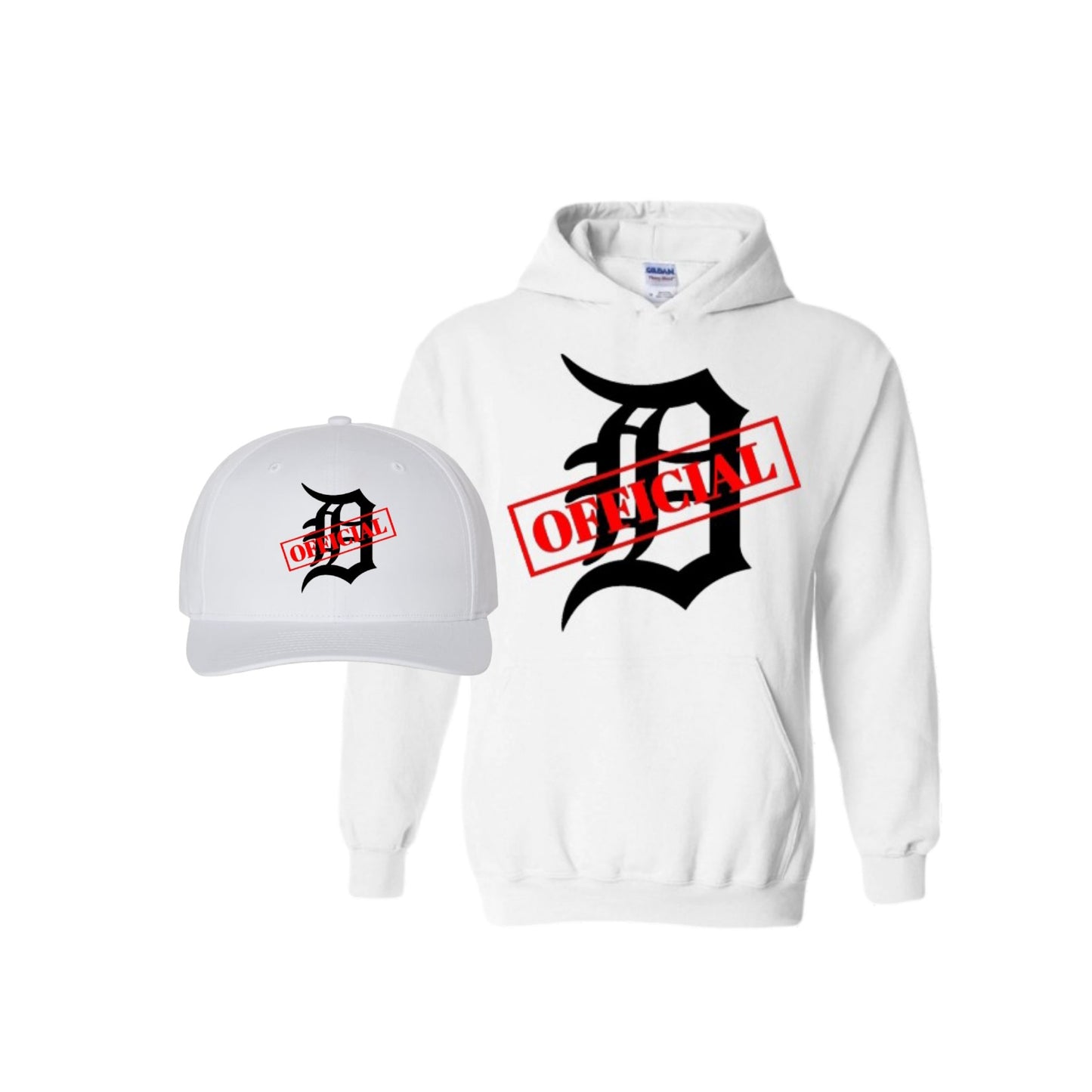 D-OFFICIAL BRANDS "Original Logo" Hoodie & Baseball Cap Combination (White Logo Collection)