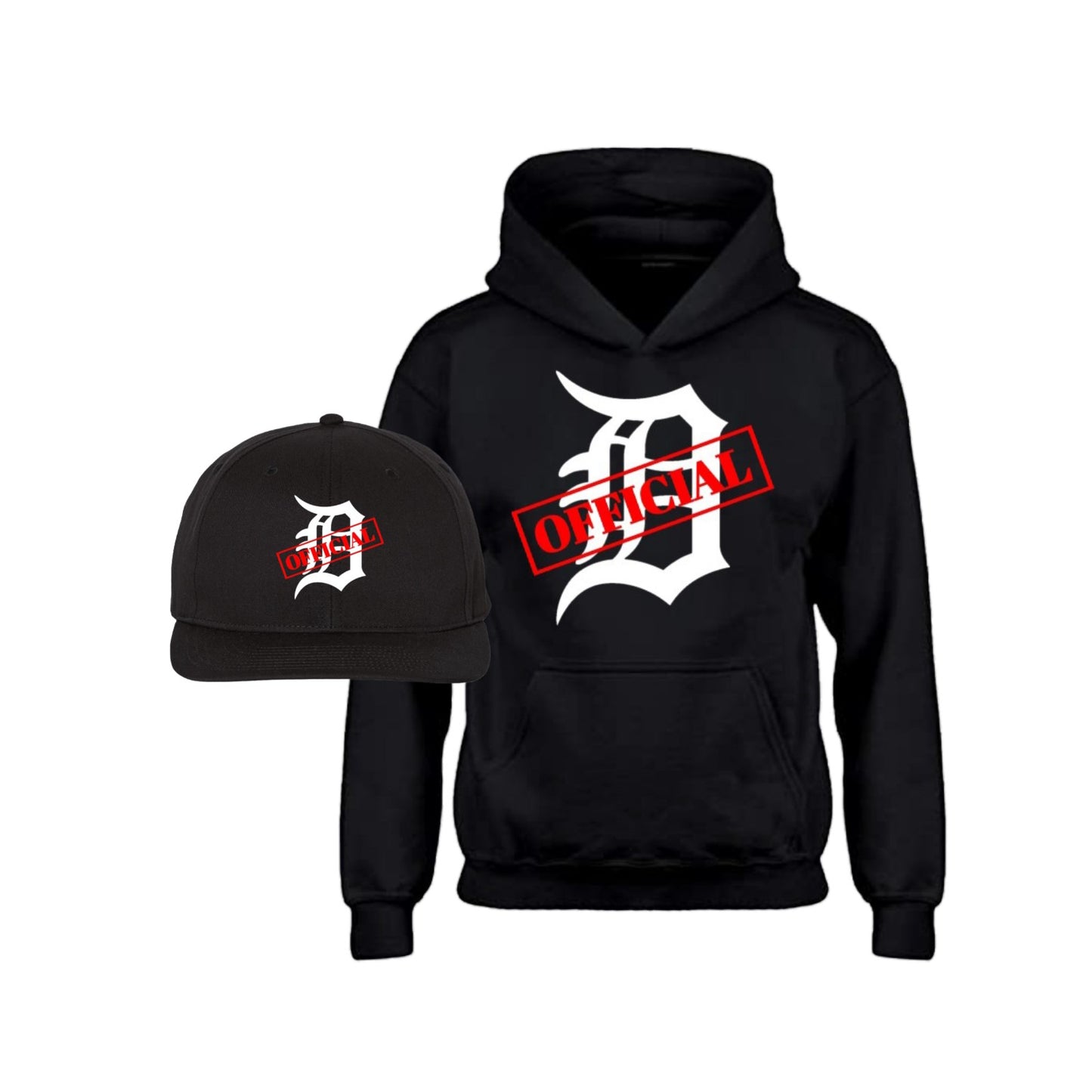 D-OFFICIAL BRANDS "Original Logo" Hoodie & Baseball Cap Combination (White Logo Collection)