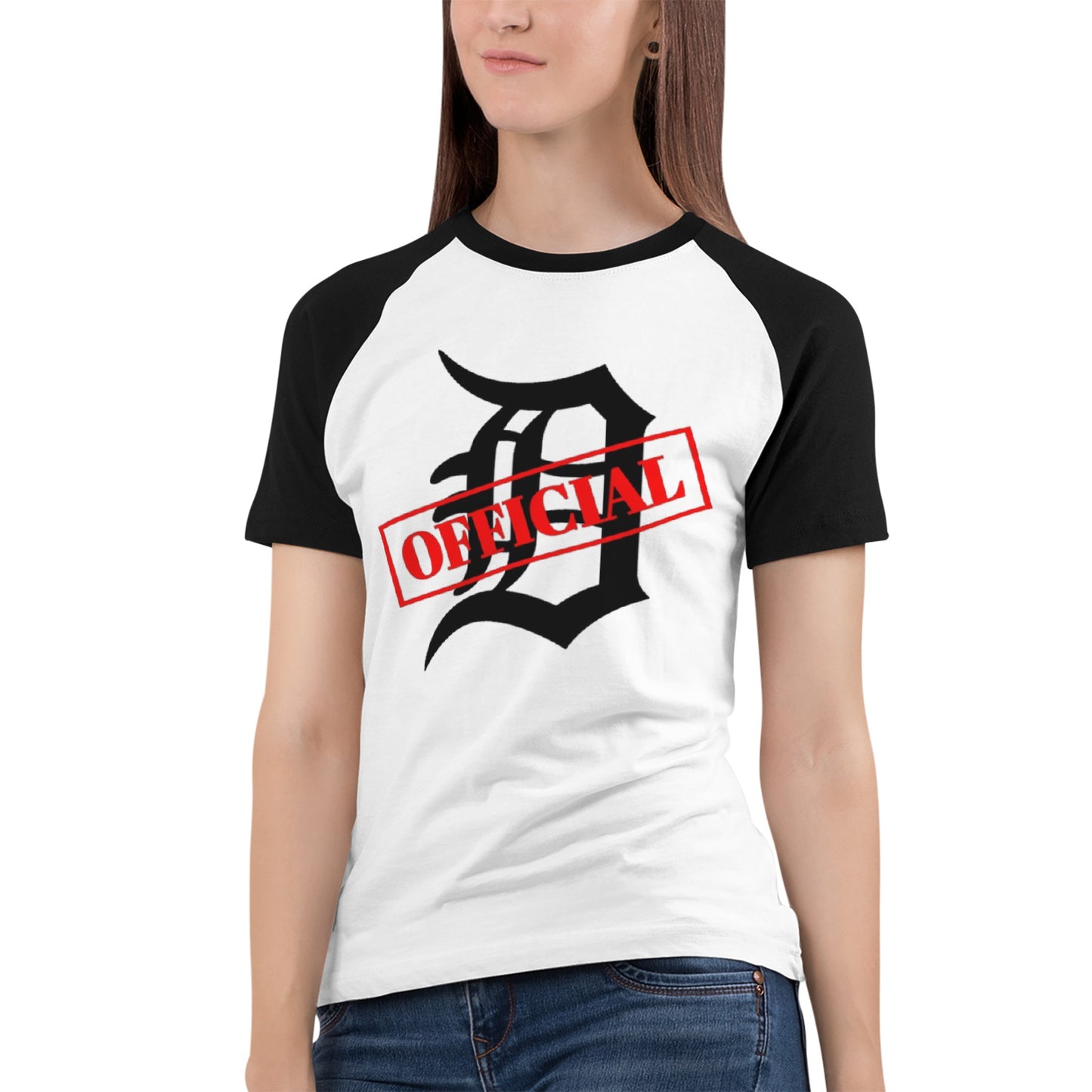 D-OFFICIAL BRANDS "Original Logo" Women's Raglan T-Shirt (Black Logo Collection)