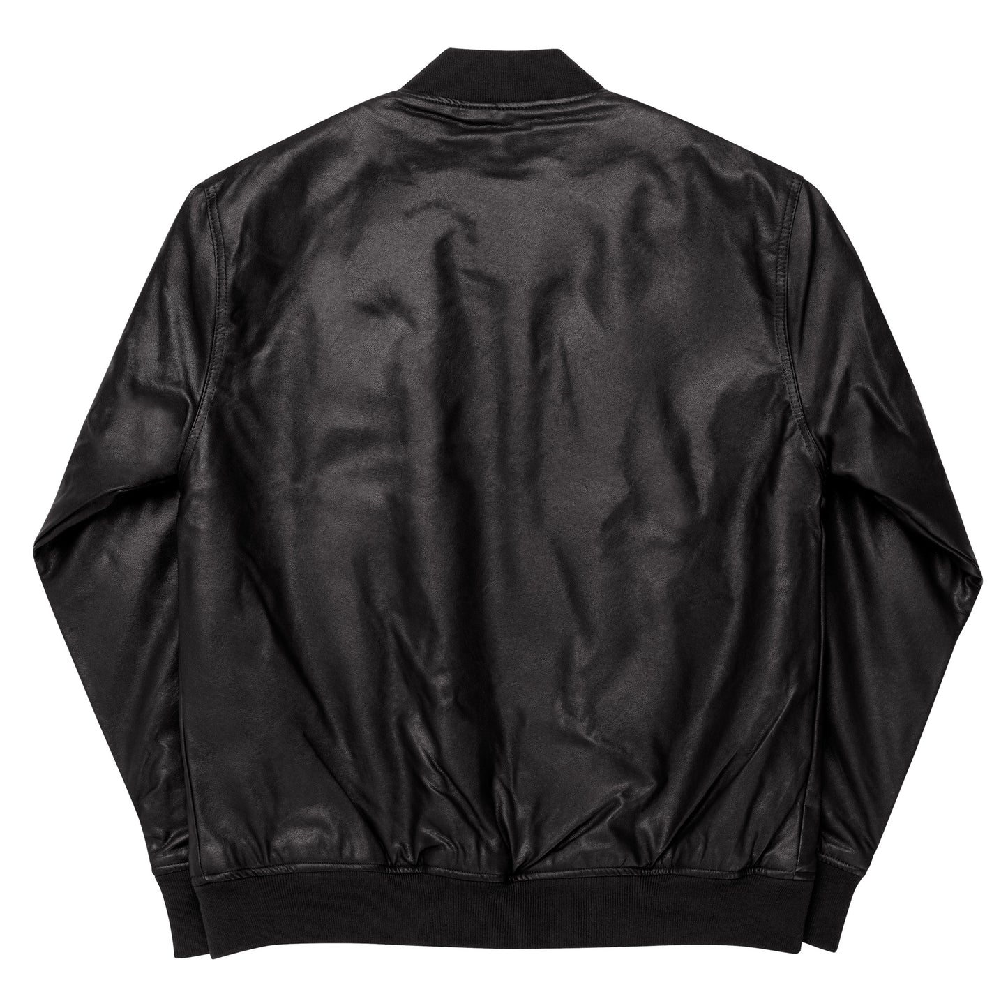 D-OFFICIAL BRANDS "Original Logo" Faux Leather Bomber Jacket (White Logo Collection)