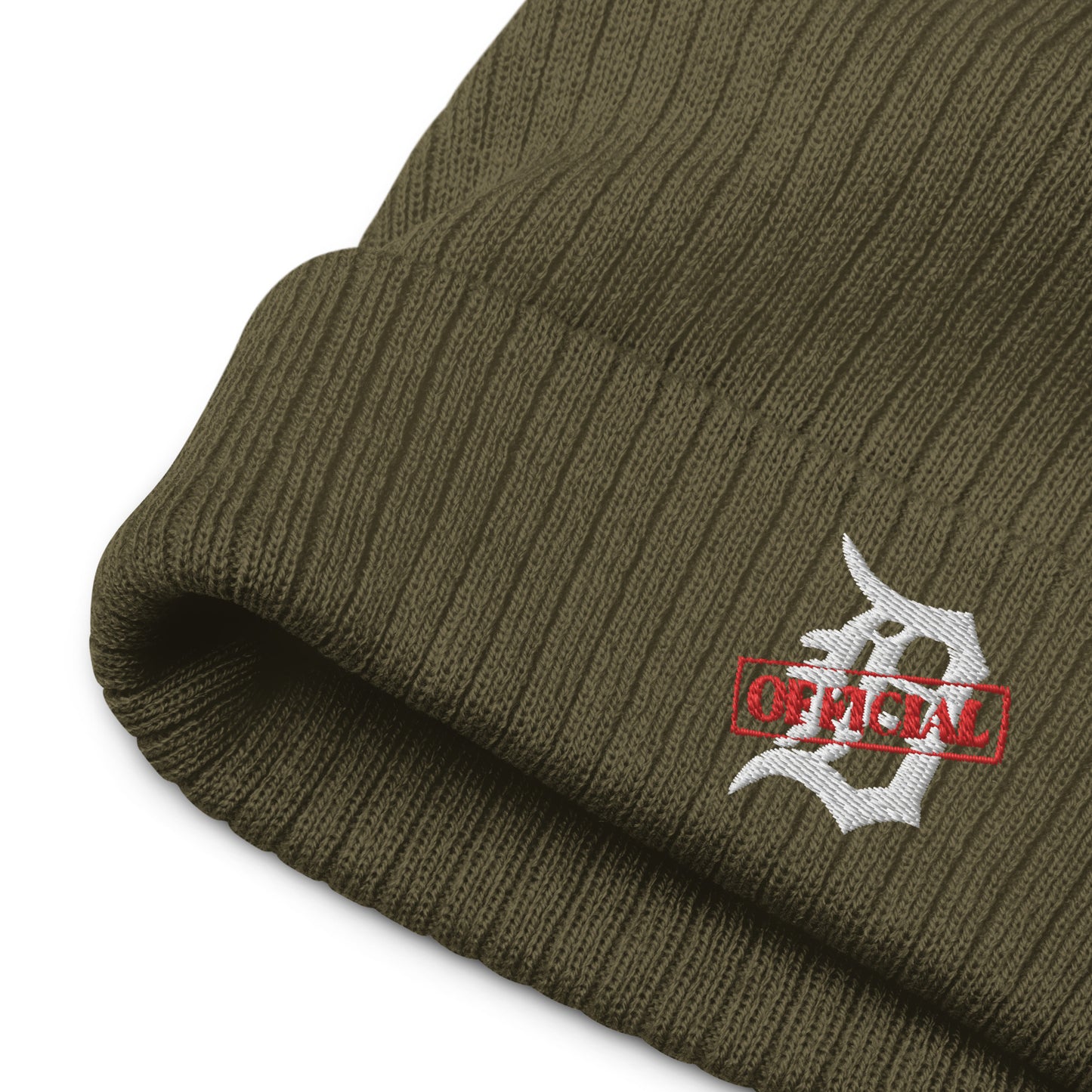 D-OFFICIAL BRANDS "Original Logo" Ribbed Knit Beanie (White Logo Collection)