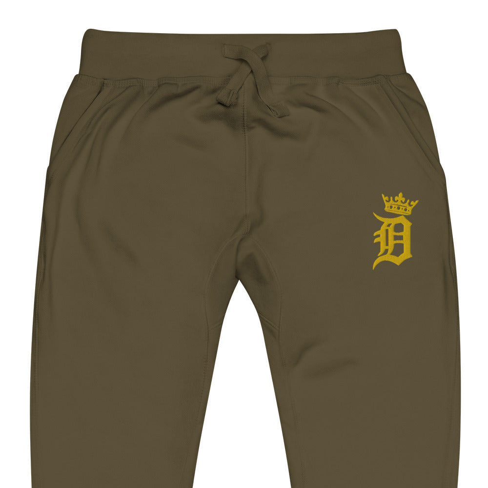 LEGENDARY "Detroit Royalty Logo" Embroidered Fleece Sweatpants, By D-OFFICIAL BRANDS