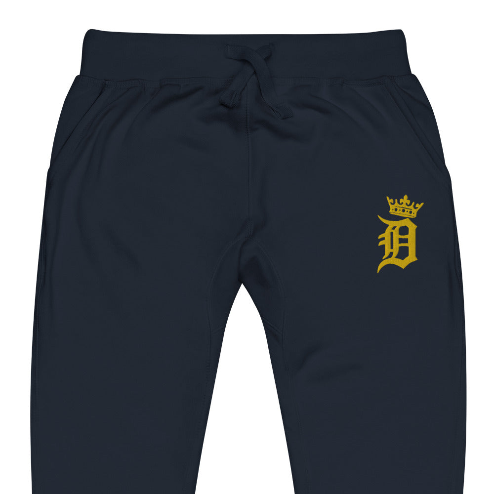 LEGENDARY "Detroit Royalty Logo" Embroidered Fleece Sweatpants, By D-OFFICIAL BRANDS